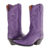 Purple Vintage Embroidered Mid-Calf Cowgirl Boots with Chunky Heels