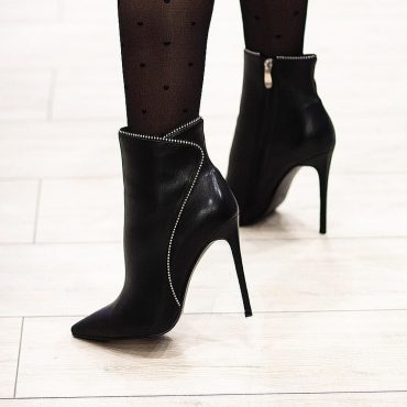 Black Pointy Toe Stiletto Heel Ankle Boots