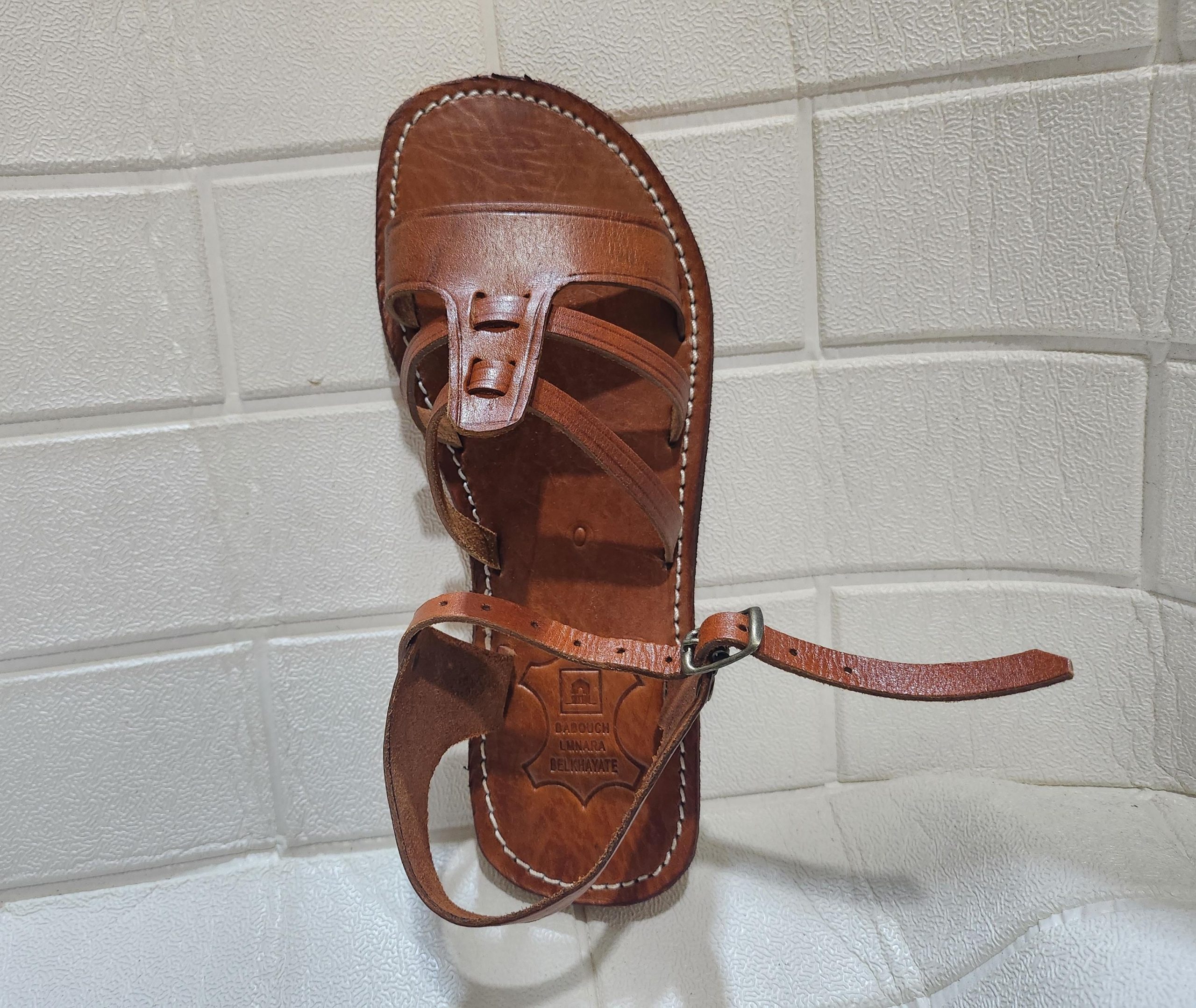 Handmade Moroccan Leather Sandals For Women – Brown Flat Summer Sandals With Toe Loop & Ankle Strap – Boho Travel Shoes Eu 37 To 42